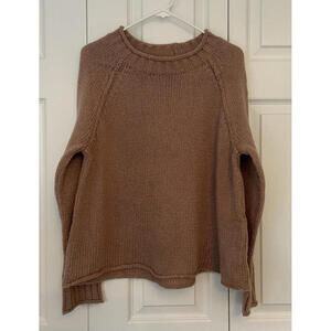 Wooden Ships Rolled Hem Brown Oversized Soft Sweater Small